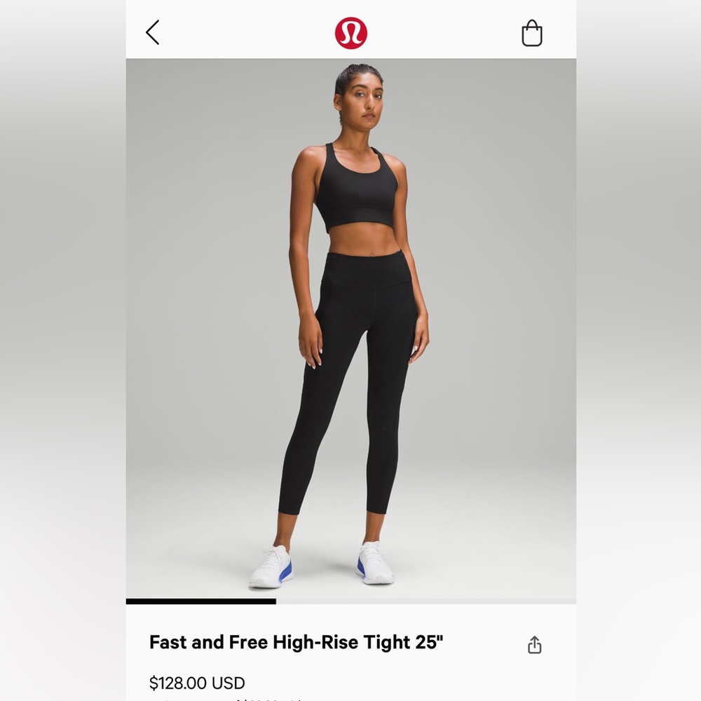 Fast and Free HR Tight 25” Black Lululemon Leggings